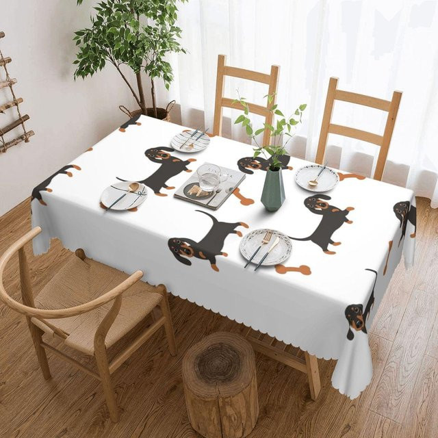 Wasserdichte rechteckige Tischdecke JINGYUE Pet mit Pablo Picasso Wilder Wiener Dog Dackel Design, Farbe: Weiß, B/T: 137 x 183 cm - Bild 1