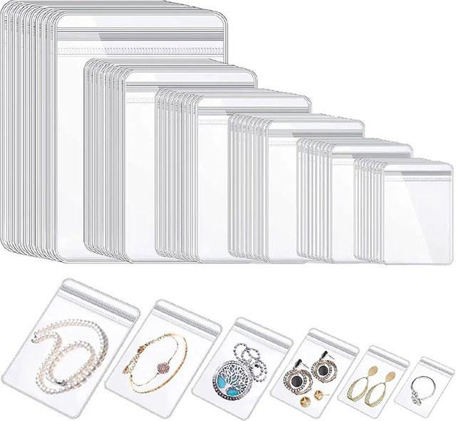 10 Stück JETTING transparente Kunststoff-Zip-Beutel aus PVC zur Aufbewahrung von Schmuck wie Ringen und Ohrringen - Bild 1