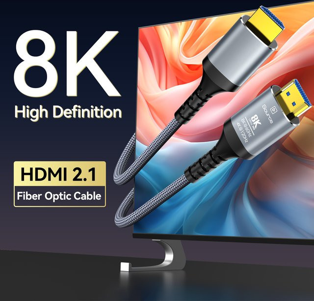 CYANMI HDMI 2.1 Glasfaserkabel für 8K60Hz und 4K120Hz mit Dynamischem HDR, eARC und HDCP 2.3 - Bild 1