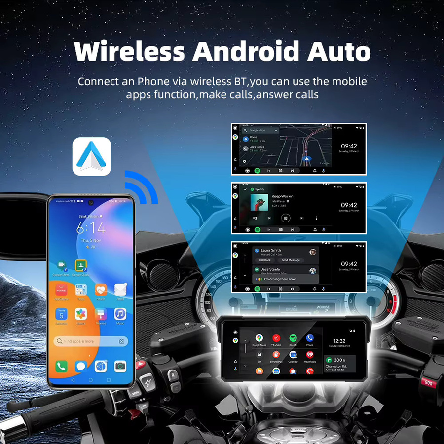EKIY Motorrad CarPlay Navigation mit 8,1 Zoll Touchscreen, Wireless Android Auto und GPS, Schwarz - Bild 3