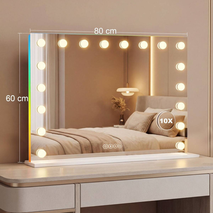 HOMCOM LED-Spiegel in Weiß mit Touch-Funktion und dimmbarer RGB-Beleuchtung B/H/T: 14 x 60 x 80 cm - Bild 3