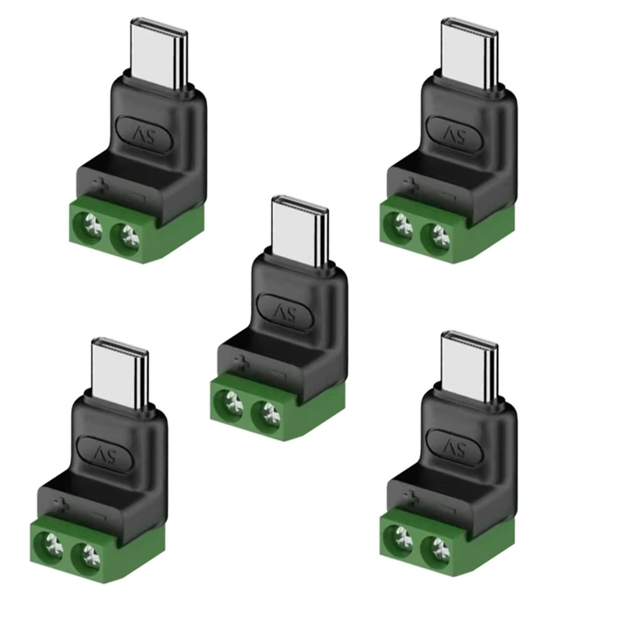 FRHY 5 Stück USB-C 2-Pin-Adapter in Grün, lötfreier Schnellanschluss für Kabel, Powerbanks und DIY-Projekte - Bild 2