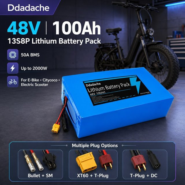 Lithium-Ionen-Ersatzakku 48V 100Ah 13S8P für Citycoco-Elektroroller mit BMS in Blau - Bild 1