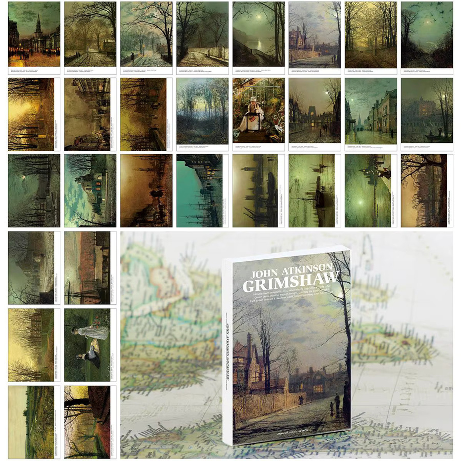 30 Stück John Atkinson Grimshaw Postkarten Set mit impressionistischen Vintage Street View Kunstmotiven in Mehrfarbig - Bild 2