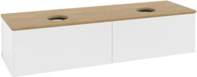 V&B Waschtischunterschrank Antao mit Beleuchtung, Farbe Eiche Honig und Weiß lackiert, B/T: 160 x 50 cm - Bild 1