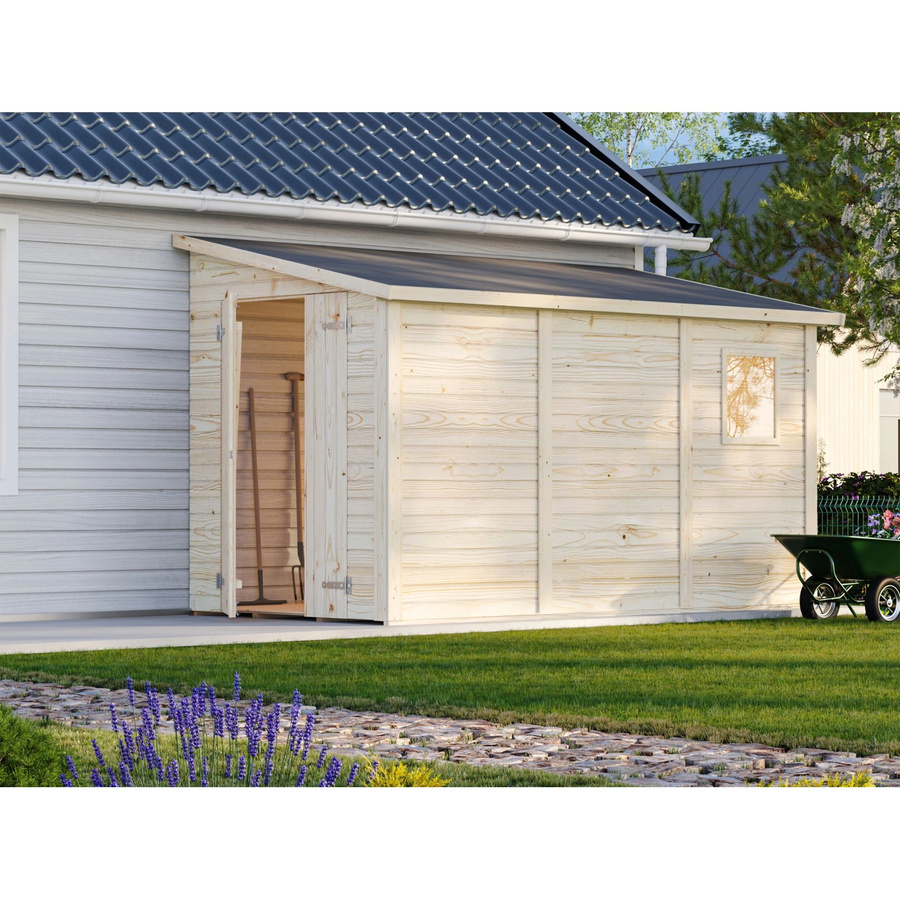 Palmako Mia Holz-Gartenhaus Grau mit Pultdach, B: 333 cm, T: 165 cm, H: 210 cm - Bild 2