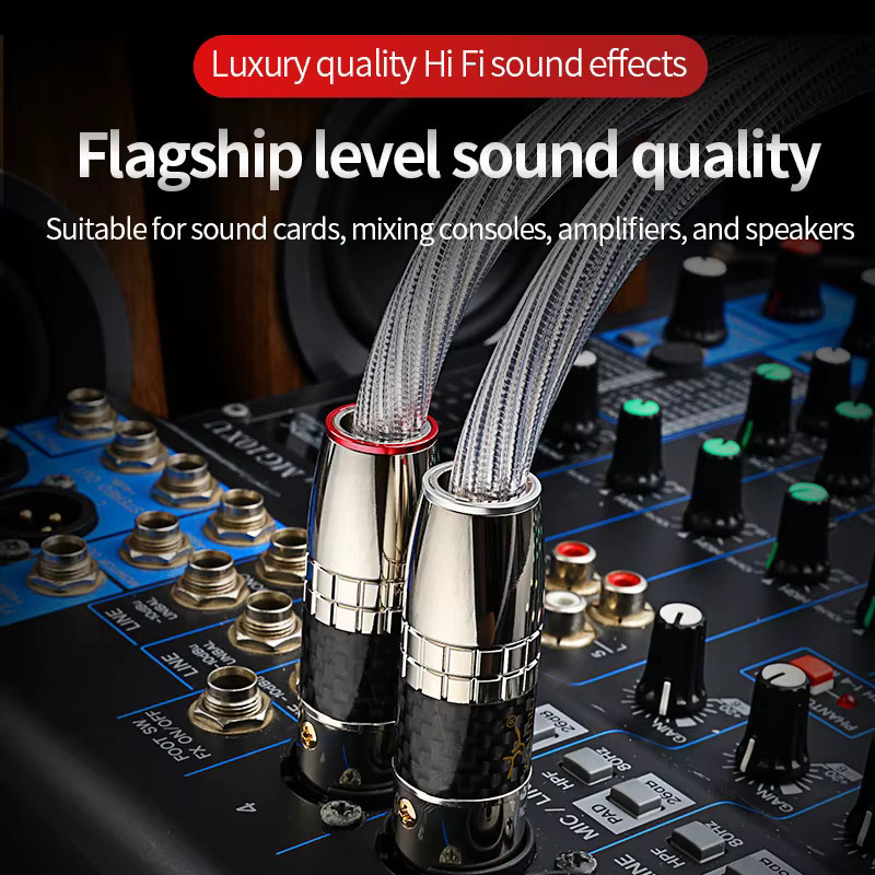 YYAUDIO HiFi XLR-Audiokabel Set mit 7N OCC versilberten Leitern und Kohlefaser-Gehäuse, 2x XLR Stecker auf 2x XLR Buchse, Silber - Bild 5