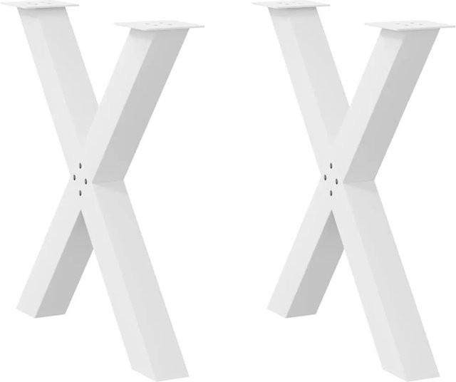 vidaXL Esstischbeine X-Form aus Stahl in Weiß Matt, 2 Stück, Höhe: 73 cm, Breite: 70 cm - Bild 1