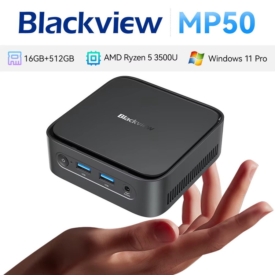 Blackview MP50 Mini-PC mit AMD Ryzen 5 3500U, 16 GB DDR4, 512 GB SSD und Windows 11 Pro, Schwarz - Bild 3