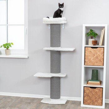 Trixie Kratzbaum Acadia mit Wandbefestigung in Weiss und Grau aus Holz und Sisal - Bild 1