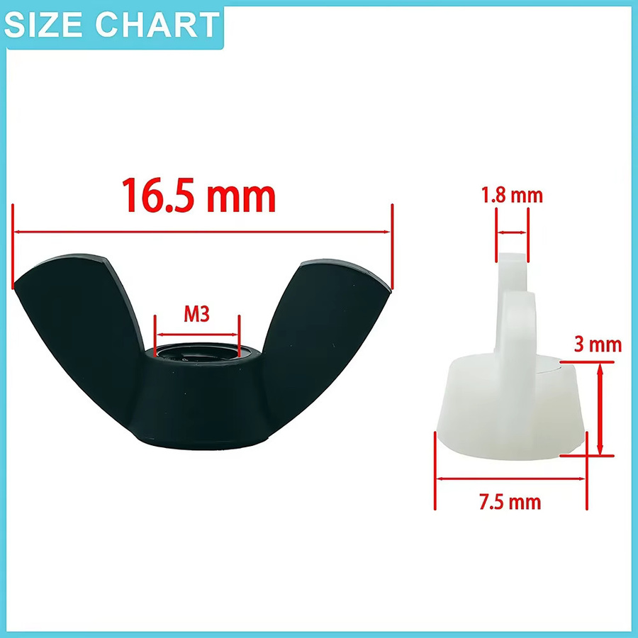 LDQUO ERICS Nylon Flügelmuttern Set, Handfest anziehbare Kunststoff Daumenmuttern in Schwarz, Weiß oder Multicolour, M3 bis M12 - Bild 2