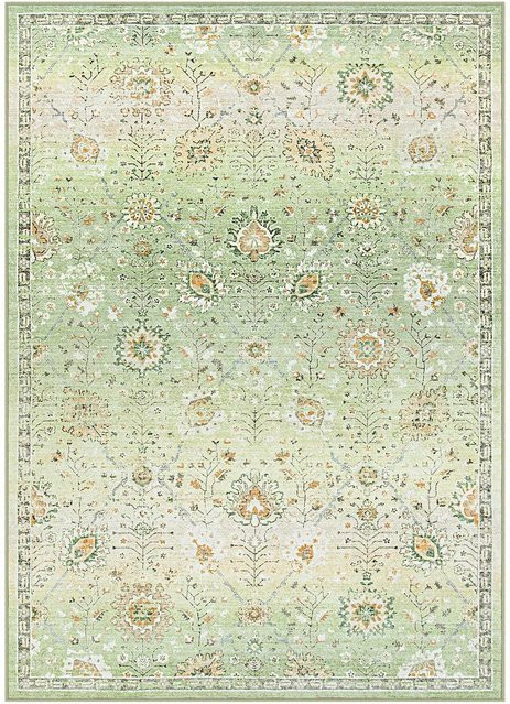 Lahome Boho-Teppich in Salbeigrün und Beige, weicher floraler Teppich für Wohnzimmer und Schlafzimmer, maschinenwaschbar und rutschfest, Breite: 40 cm, Tiefe: 60 cm - Bild 1