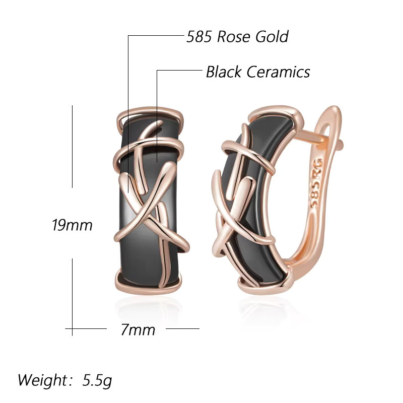 Kinel Ohrringe, 585 Roségold, Keramik, Damen - Bild 2