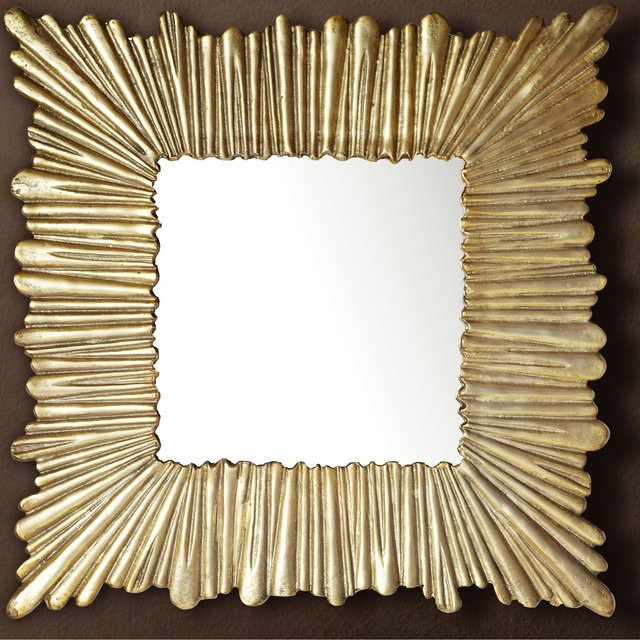Wandspiegel FineBuy Quadratisch in Gold mit Sonnenstrahlen-Design, Durchmesser: 75 cm - Bild 1