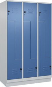 C+P Z-Spind Classic PLUS mit Sockel, 6 Fächer, Sicherheits-Drehriegel, Grau/Blau, H x B x T: 195 x 120 x 50 cm - Bild 1