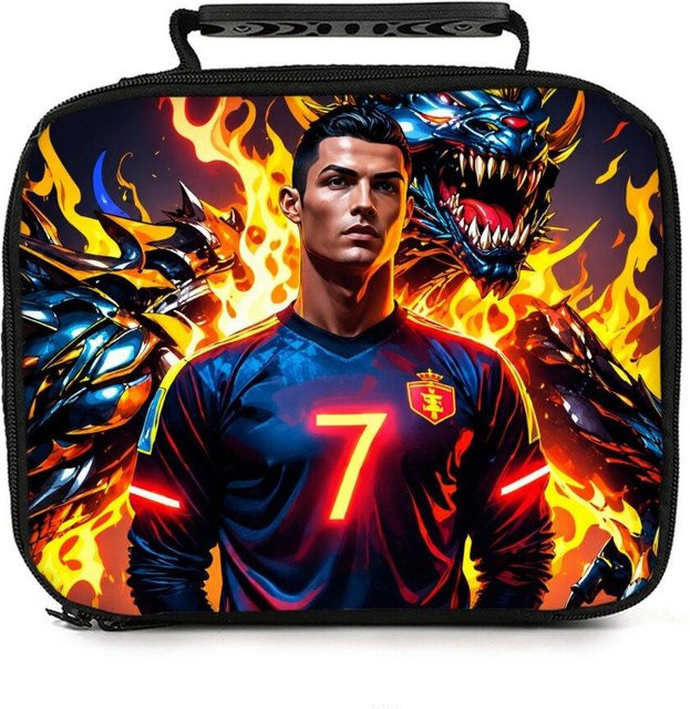 Kinder-Lunchtasche mit Fußball-Aufdruck von Fancy Style Studio, bunt, B/H/T: 22,0 x 26,0 x 8,0 cm - Bild 1