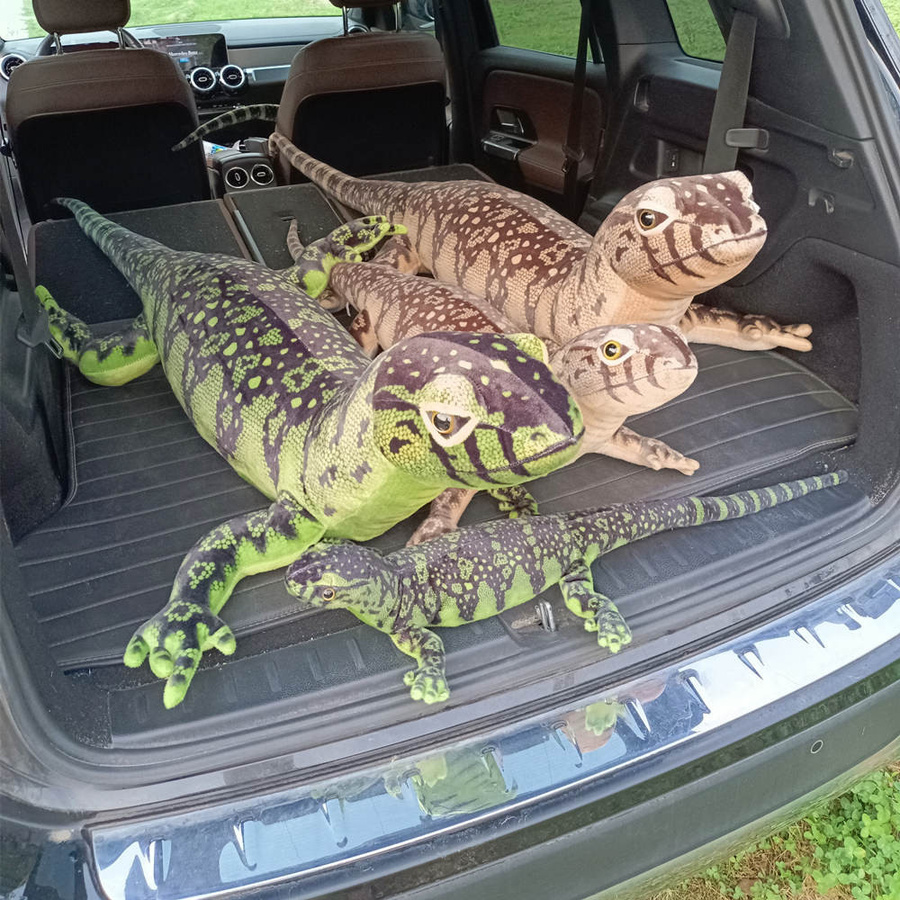 Lustige Langschwanz-Echse Plüschpuppe Kissen Simulation Grün Braun Waran Reptil Plüschtier - Bild 2