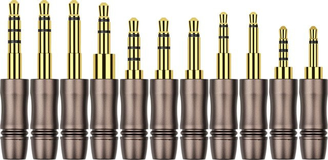 QYFANG Audio Stecker Set mit 2,5 mm und 3,5 mm Jack in Gold, Mono und Stereo sowie vierpolig - Bild 1