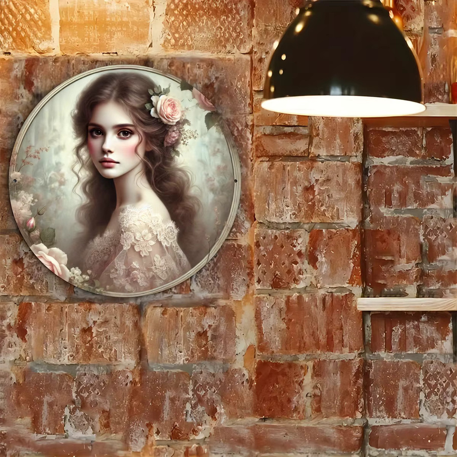 Potdemiel Rundes Metallposter im Vintage-Stil mit Blumen-Motiv, Durchmesser: 20,3 cm, Mehrfarbig - Bild 4