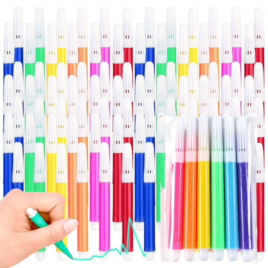 ZSY Whiteboard-Marker Set mit 8 Packungen, 6 Farben, waschbare Wasserstifte mit Bullet-Spitze für Schule und Kunstmalen, Mehrfarbig - Bild 1