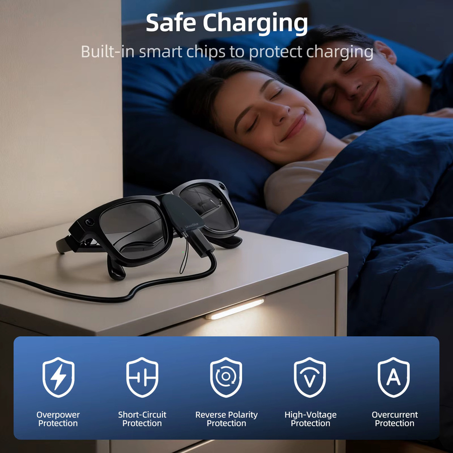 FONKEN USB-C Ladeadapter für Ray-Ban Meta Gen 1 und Gen 2 sowie Wayfarer, Skyler und Headliner, Schwarz - Bild 4