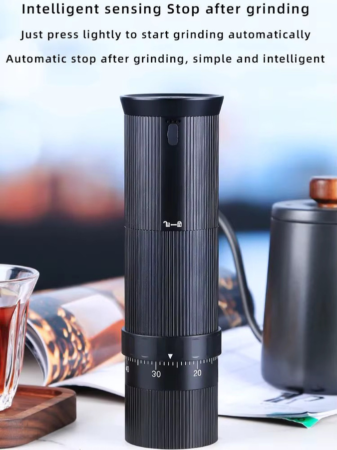 Havmore Manuelle USB Kaffeemühle aus Aluminium und Edelstahl in Silber - Bild 6