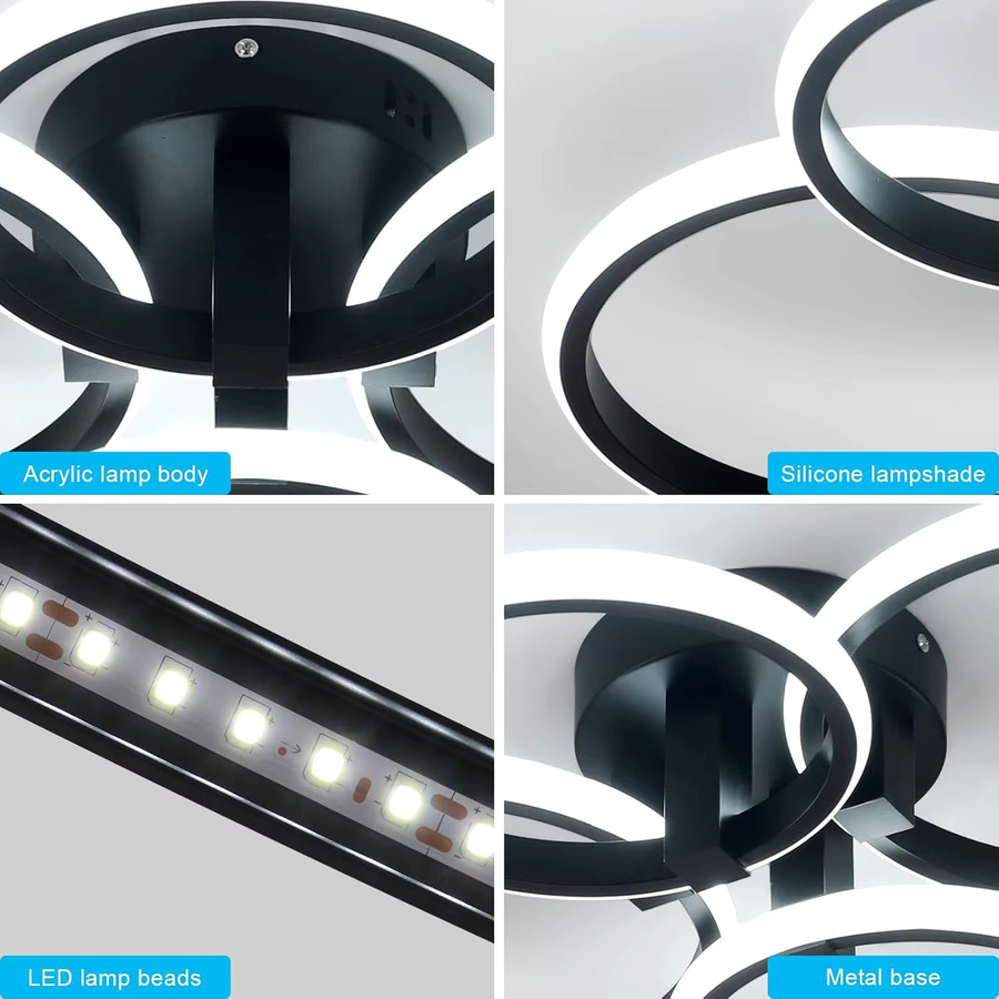 Mckalen Moderne LED-Deckenleuchte mit 4 Ringen in Weiß, 56 W, 6300 lm, Kaltweiß 6500 K - Bild 2