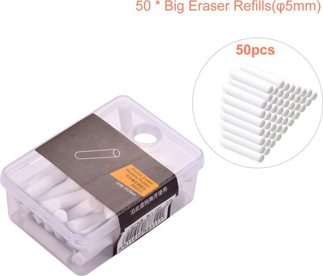 Tenwin Elektrische Radiergummi-Nachfüllungen, 50 Stück, Weiß, Durchmesser: 5 mm - Bild 1