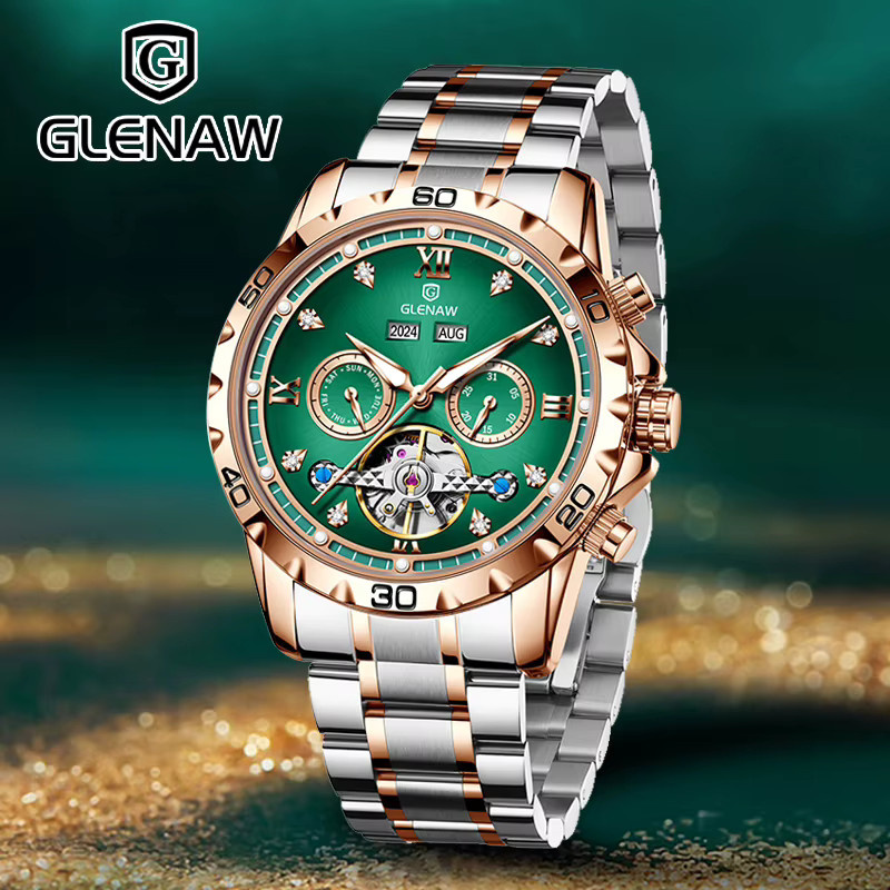 GLENAW Armbanduhr Automatik, Edelstahl, Silber, Herren - Bild 2