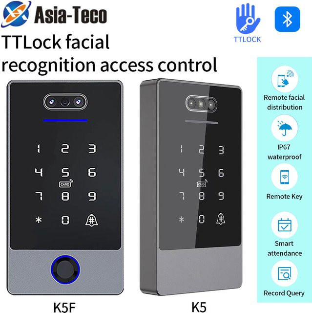 TTLock Smart Lock Controller mit Gesichts- und Fingerabdruckerkennung sowie Tastatur, WiFi Hub, Schwarz - Bild 1