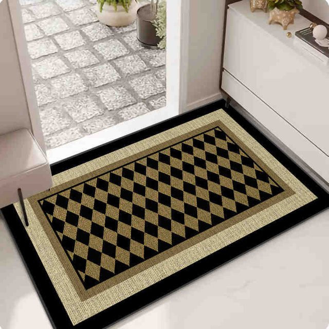 Rutschfeste Leinenbodenmatte von Yiran Furniture in Beige, gestreift, B/T: 60 x 40 cm - Bild 1