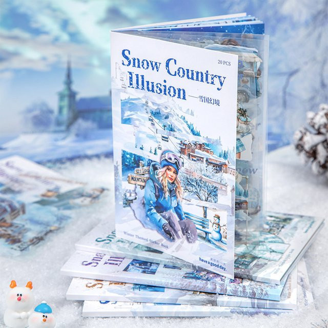 20-teiliges Basiscollage-Stickerbuch mit Wintermotiv in Multicolour für Journal und Notizbuch-Dekor - Bild 1