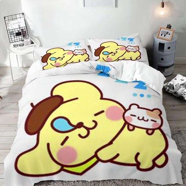 JMG Household Supplies Bettwäscheset Pompompurin mit Bettbezug und Kissenbezug, Farbe: Weiß, Breite: 70 cm, Länge: 133 cm - Bild 1