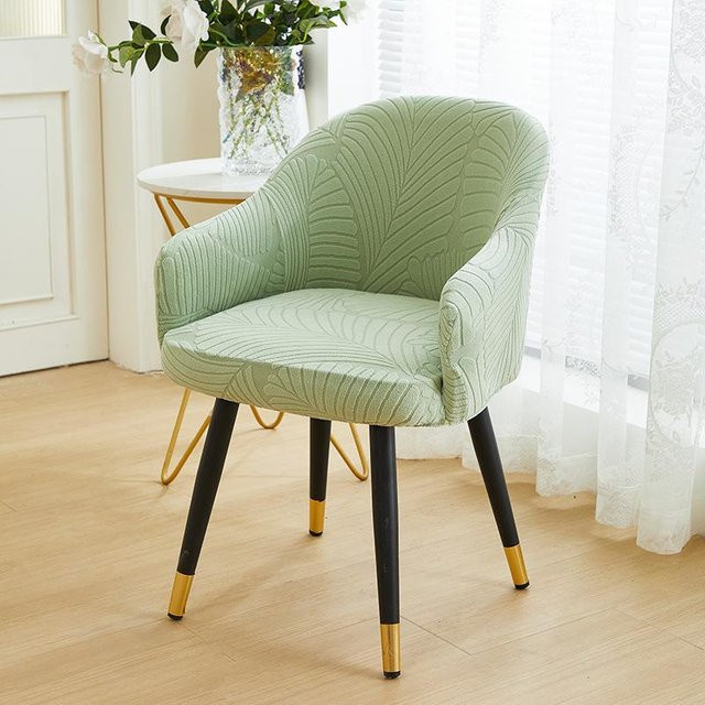 Yiran Furniture Elastischer Esszimmerstuhlbezug aus Samt mit Blattmuster für Armlehnstühle, B/H: 40 x 43 cm - Bild 1