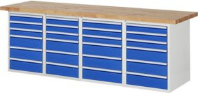 Rau Werkbank 7515A5 in Blau mit 24 Schubladen, B: 250 cm, T: 70 cm, H: 89 cm - Bild 1