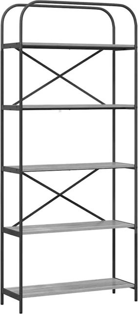 vidaXL Bücherregal in Grau aus Holzwerkstoff, B/T/H: 80 x 30 x 183 cm - Bild 1
