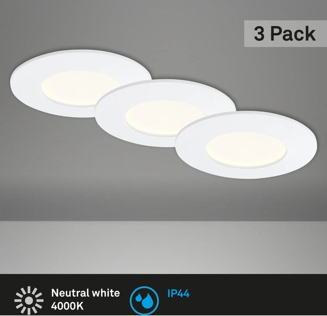 Briloner LED Einbauleuchten Flat Set Weiß, IP44, rund, B: 8,5 cm, H: 2,7 cm - Bild 1