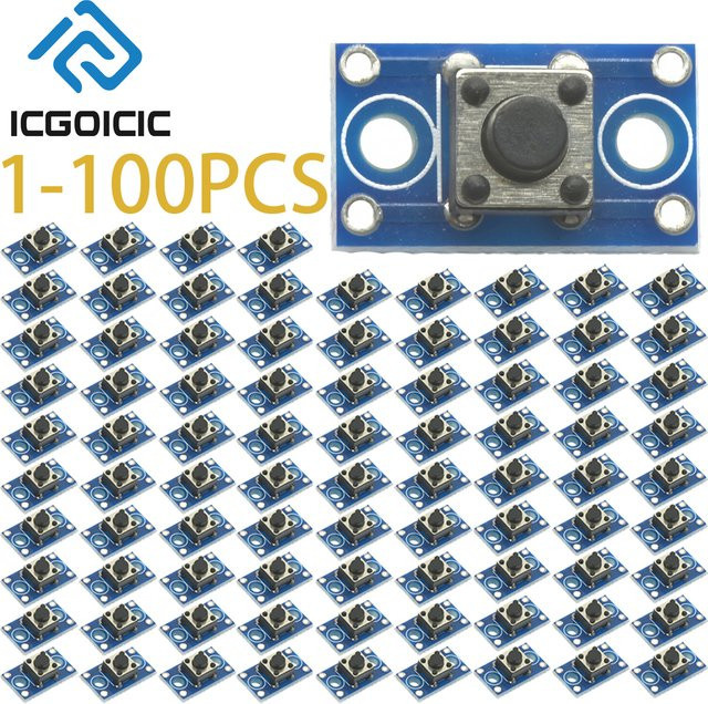 6 x 6 mm Taktschaltermodul mit Leiterplatte als Momentan-Drucktaster für Arduino und STM32 Projekte in Blau - Bild 1