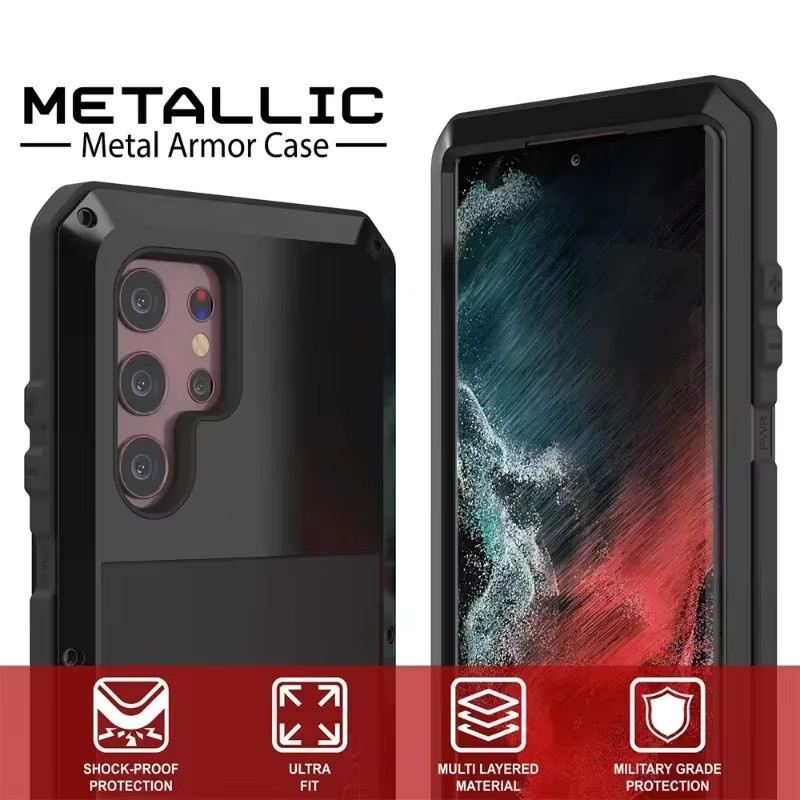 Doom Armor Metall-Aluminium-Handyhülle für Samsung S26 S25 S24 S23 Ultra Plus in Rot und Schwarz - Bild 2