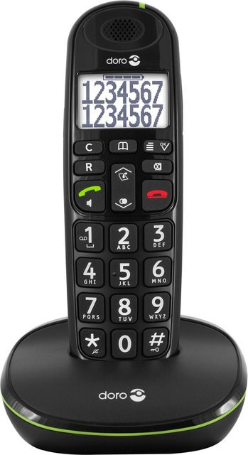 Doro PhoneEasy 110 Schnurlostelefon in Schwarz mit Rufnummernanzeige und Freisprechfunktion - Bild 1