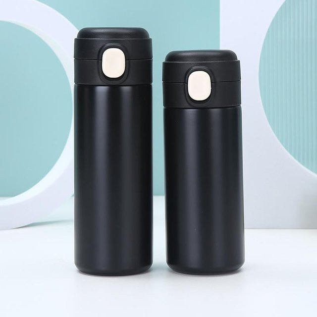 Yiran Furniture Thermos Tasse aus Edelstahl, tragbarer Mini Doppel-Vakuum Becher, Schwarz, 320ml - Bild 1