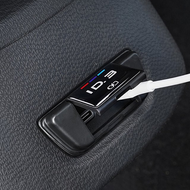 Staubschutz-Kappe für USB-C Ladebuchsen am Rücksitz für Volkswagen ID3 ID4 ID6 Crozz, Schwarz - Bild 1