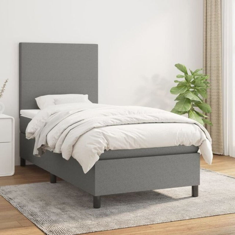 Vidaxl Boxspringbett mit Matratze aus Stoff in Anthrazit B/T/H: 200 x 100 x 118 cm - Bild 1