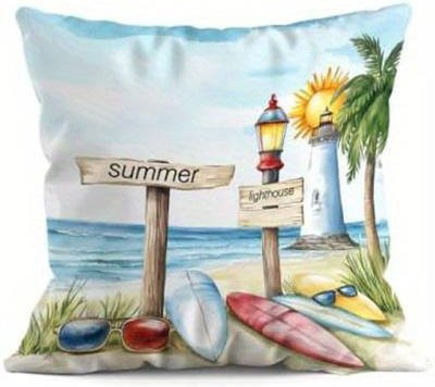Heimdeko Dekorative Kissenbezüge mit Sommer-Strandmotiven, Mehrfarbig, B/H: 40 x 40 cm - Bild 1