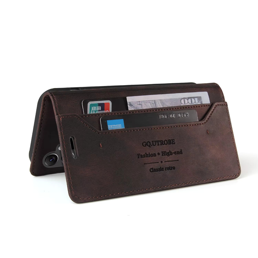 Braune Ledertasche als Anti-Diebstahl RFID Flip Cover für Samsung Galaxy A-Serie (A14, A34, A54, A13, A33, A53, A55, A17, A07, A36, A06, A26, A16, A56, A52, A32, A12) - Bild 4