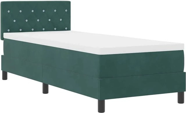 vidaXL LED Boxspringbett mit Matratze Dunkelgrün Samt, B/T/H: 80 x 200 x 163 cm - Bild 1