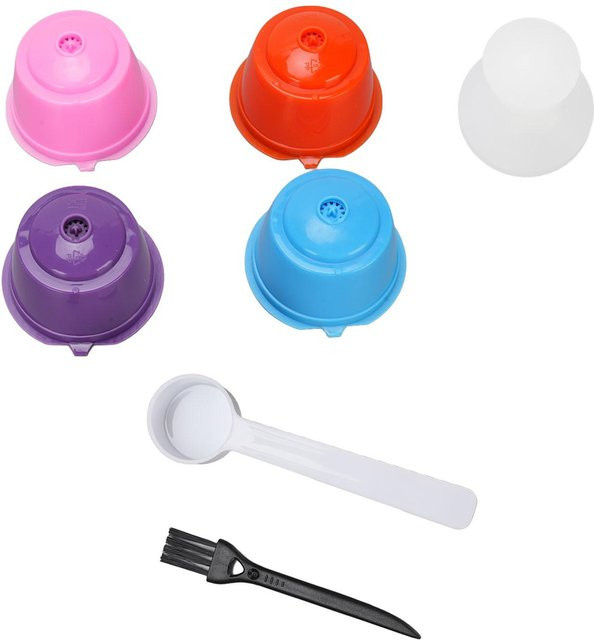 CosyHome Set aus 4 wiederverwendbaren Kaffeekapseln aus Kunststoff mit Tamper, nachfüllbare Kaffeefilter-Kapseln in Mehrfarbig und Blau - Bild 1