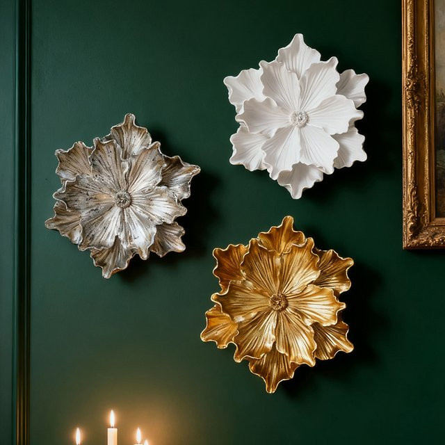 Dreidimensionaler Wandbehang in Lotusform im europäischen Hofstil als dekoratives Kunsthandwerk - Bild 1