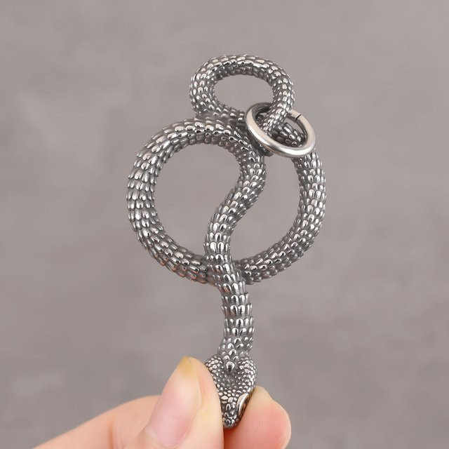 Halskette mit Schlange Anhänger, Edelstahl, Silber, Unisex - Bild 1