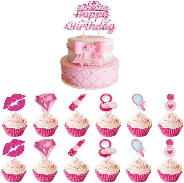 Rosa Kuchendekoration für Kosmetik-Themenpartys und Geburtstage aus Papier - Bild 1